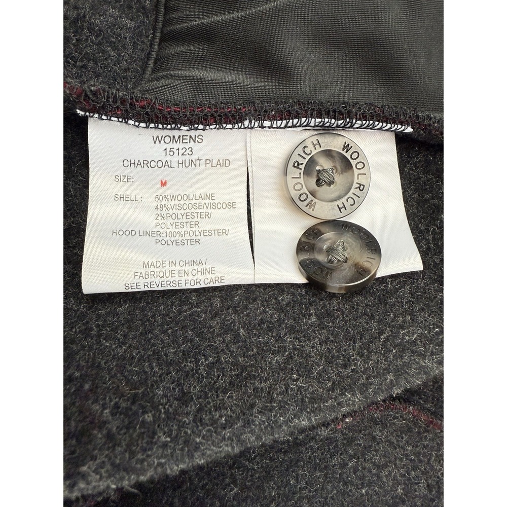 Woolrich Check Plaid Wool Blend Hooded Jacket Women's Size Medium 15123 - Picture 6 of 13